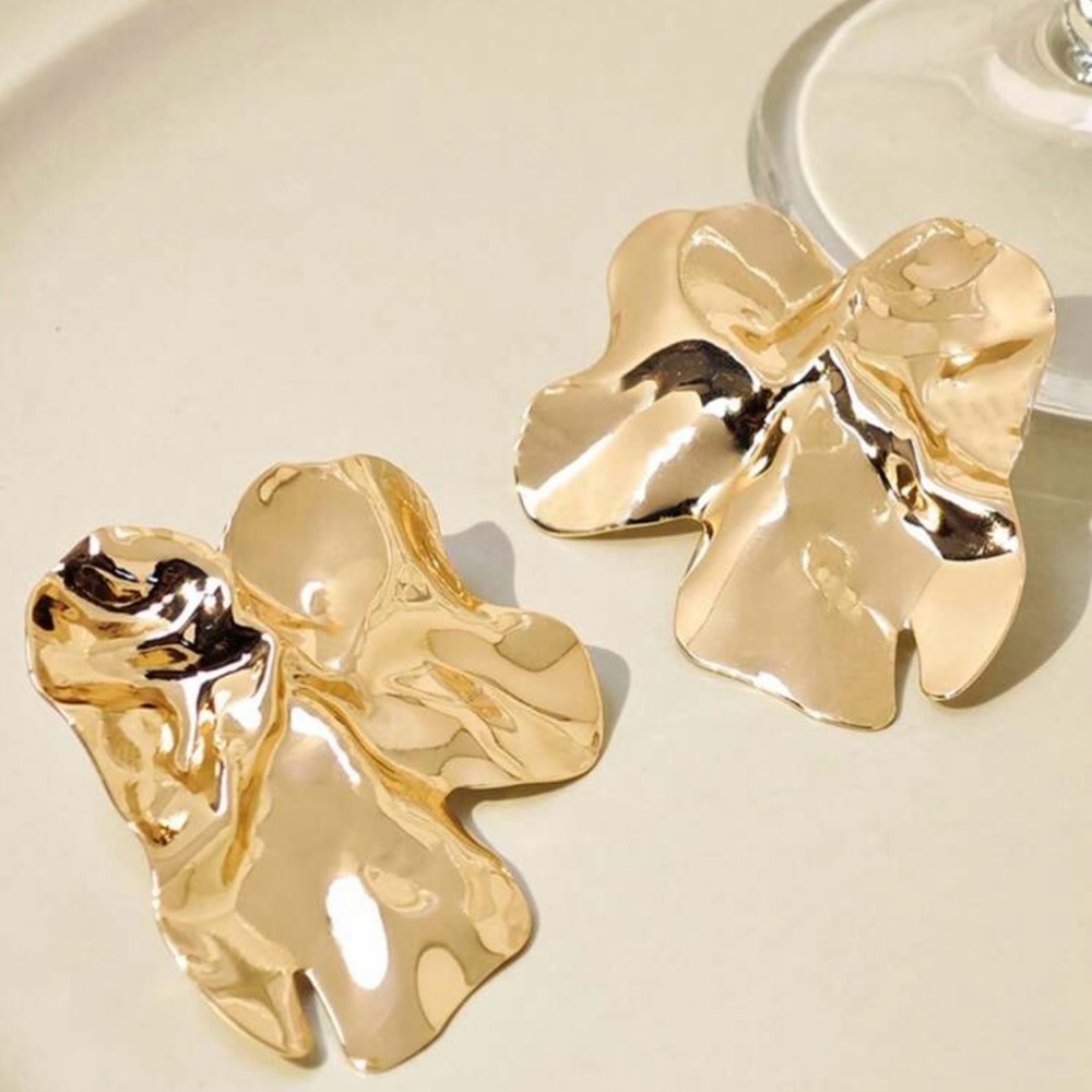 Geometric Gold Statement Earrings - image 2